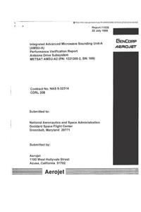 Integrated Advanced Microwave Sounding Unit-A (Amsu-A). Performance Verification Report, Antenna Drive Subsystem, Metsat Amsu-A2 (PN