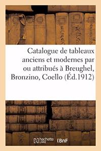 Catalogue de Tableaux Anciens Et Modernes Par Ou Attribués À Breughel, Bronzino, Coello
