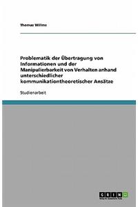 Problematik der Übertragung von Informationen und der Manipulierbarkeit von Verhalten anhand unterschiedlicher kommunikationtheoretischer Ansätze