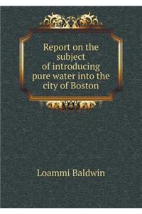 Report on the Subject of Introducing Pure Water Into the City of Boston