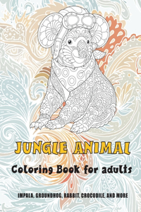 Jungle Animal - Coloring Book for adults - Impala, Groundhog, Rabbit, Crocodile, and more