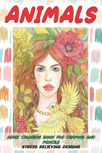 Adult Coloring Book for Crayons and Pencils - Animals - Stress Relieving Designs