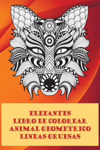 Libro de colorear - Líneas gruesas - Animal geométrico - Elefantes