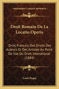 Droit Romain De La Locatio Operis