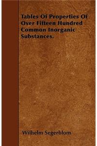 Tables Of Properties Of Over Fifteen Hundred Common Inorganic Substances.