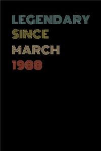 Legendary Since March 1988 - Birthday Gift For 31 Year Old Men and Women Born in March 1988