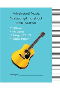 Wirebound Music Manuscript notebook FOR guitar