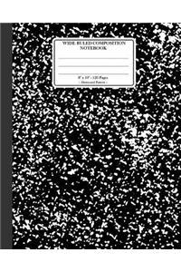Wide Ruled Composition Notebook 8x 10. 120 Pages. Distressed Pattern