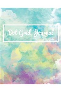 Dot Grid Bullet Journal, Daily Dated Notebook Diary, Cute Colorful Blue Green Watercolor Art: Large Quarterly Bullet Journal Blank Pages with Number, 150p, 8x10
