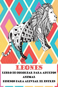 Libro de colorear para adultos - Diseños para aliviar el estrés - Animal - Leones