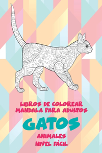 Libros de colorear Mandala para adultos - Nivel fácil - Animales - Gatos