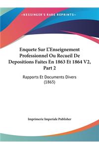 Enquete Sur L'Enseignement Professionnel Ou Recueil de Depositions Faites En 1863 Et 1864 V2, Part 2