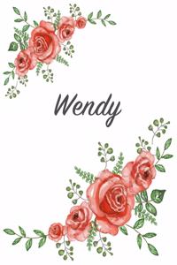 Wendy: Personalized Composition Notebook - Vintage Floral Pattern (Red Rose Blooms). College Ruled (Lined) Journal for School Notes, Diary, Journaling. Flo