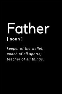 Father - Keeper of the Wallet; Coach of all Sports; Teacher of all Things.