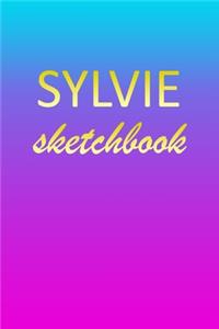 Sylvie: Sketchbook - Blank Imaginative Sketch Book Paper - Pink Blue Gold Custom Letter S Personalized Cover - Teach & Practice Drawing for Experienced & As