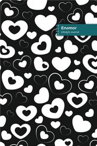 Enamor Lifestyle Journal, Blank Write-in Notebook, Dotted Lines, Wide Ruled, Size (A5) 6 x 9 In (Black)