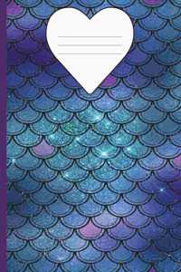 Composition Book Mermaid Glitter - Marble Wide Ruled