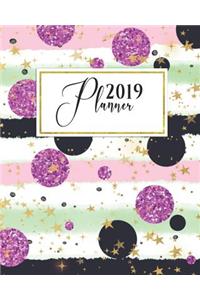 2019 Planner: Daily Weekly & Monthly Calendar Schedule Organizer to Do List (Polka Dot Stars)