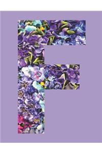 Purple Flowers Letter 'f' Monogram Initial Lined Journal