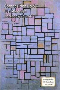 Composition No.6 - Piet Mondrian - Notebook/Journal