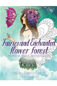 FAIRIES and ENCHANTED FLOWER FOREST, Mix flower, Tinkerbell, princess, unicorn in enchanted forest