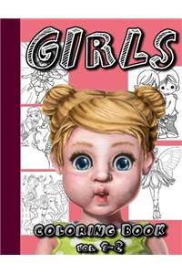 1-2: Girls Coloring Book: Stress Coloring Book