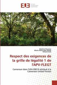 Respect des exigences de la grille de légalité 1 de l'APV-FLEGT