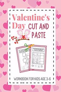 Valentine's Day Cut and Paste Workbook for Kids Aged 3-6