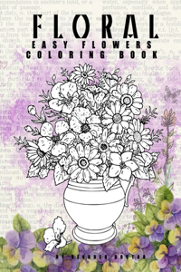 FLORAL easy Flowers Coloring book