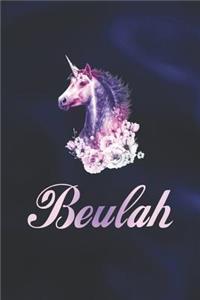 Beulah: First Name Personalized Unicorn Customized Names Gift Birthday Girl Notebook Journal