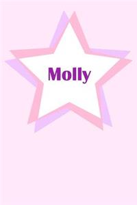 Molly: First Name Personalized Notebook. College Ruled Journal. Pastel Pink Writing Diary with Stars Pattern for Girls and Women