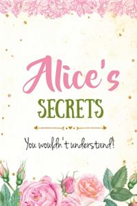 Alice's Secrets personalized name notebook for girls and women