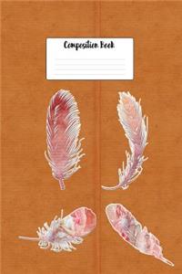 Composition Book: Native American Indian Feather Hair Ties 6 X 9 College Ruled Paper Notebook, Appreciation, Quote Journal, Diary Unique Inspirational Gift for Friend or Teacher, End of Year, Retirement, Birthday, Gratitude Present - Free Spirit Le