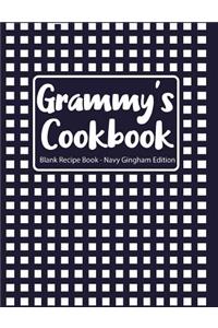 Grammy's Cookbook Blank Recipe Book Navy Gingham Edition
