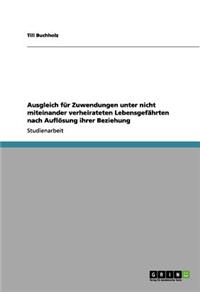 Ausgleich für Zuwendungen unter nicht miteinander verheirateten Lebensgefährten nach Auflösung ihrer Beziehung