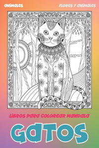 Libros para colorear Mandala - Flores y animales - Animales - Gatos