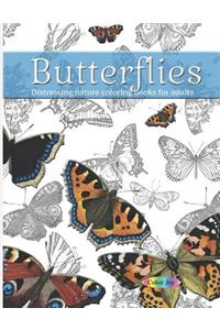 Butterflies Distressing nature coloring books for adults