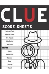 Clue Score Sheets