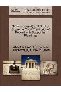 Simon (Donald) V. U.S. U.S. Supreme Court Transcript of Record with Supporting Pleadings