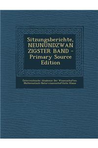 Sitzungsberichte, Neunundzwanzigster Band