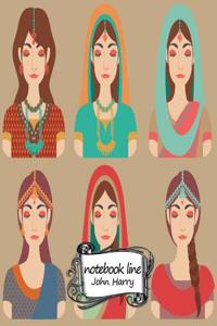Lines Indian Women Face Notebook