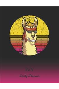 Ivy: Llama Daily Planner - Custom Letter I First Name Personal 1 Year (2020 - 2021) Planning Agenda - January 20 - December 20 - Writing Notebook - Dateb