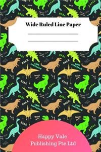Cute Dinosaur Theme Wide Ruled Line Paper