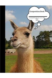 Composition Book 100 Sheet/200 Pages 8.5 X 11 In.-Wide Ruled- Llama