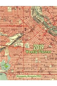 2019 Weekly Planner: Minneapolis, Minnesota (1952): Vintage Topo Map Cover