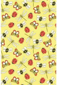 Bullet Journal Dragonflies, Bees and Ladybugs Pattern - Yellow