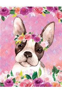 My Big Fat Journal Notebook For Dog Lovers Boston Terrier In Flowers