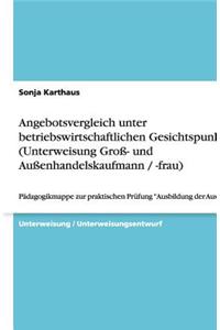 Angebotsvergleich Unter Betriebswirtschaftlichen Gesichtspunkten (Unterweisung Gro- Und Auenhandelskaufmann / -Frau)