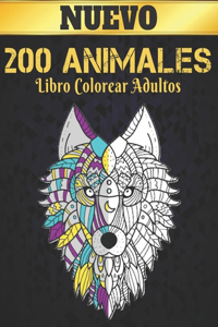 Libro Colorear Adultos 200 Animales Nuevo