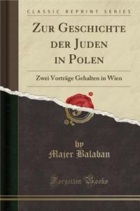 Zur Geschichte Der Juden in Polen: Zwei VortrÃ¤ge Gehalten in Wien (Classic Reprint)